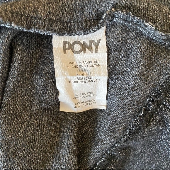 PONY Hooded Vest with Pockets Sleeveless Pullover Heathered Gray Knit Size M - Picture 9 of 10